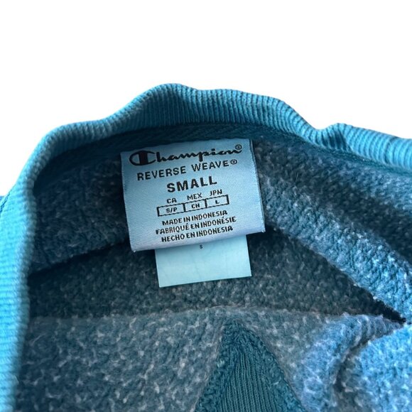 Champion Reverse Weave Cropped Teal Athletic Sporty Blue Sweatshirt S - Picture 9 of 11